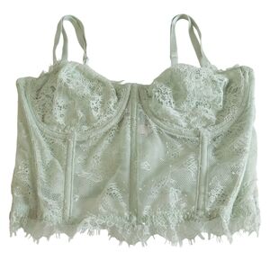 Victoria's Secret Mint Green Lace Corset Bustier Bra Intimates Size 34C